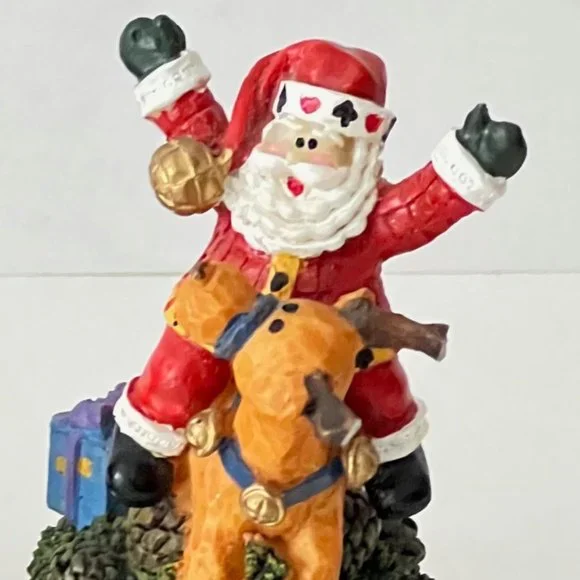 Vintage Whimsical Santa Riding ReindeerTrinket Boxes - Picture 3 of 16